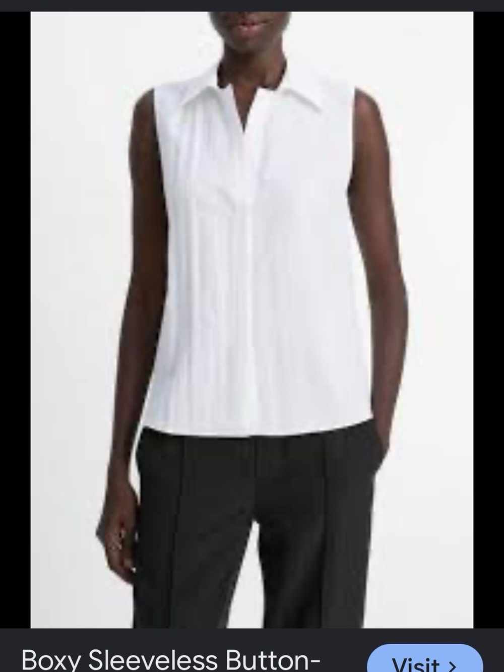 Vince White Sleeveless Collared Button-Front Shirt